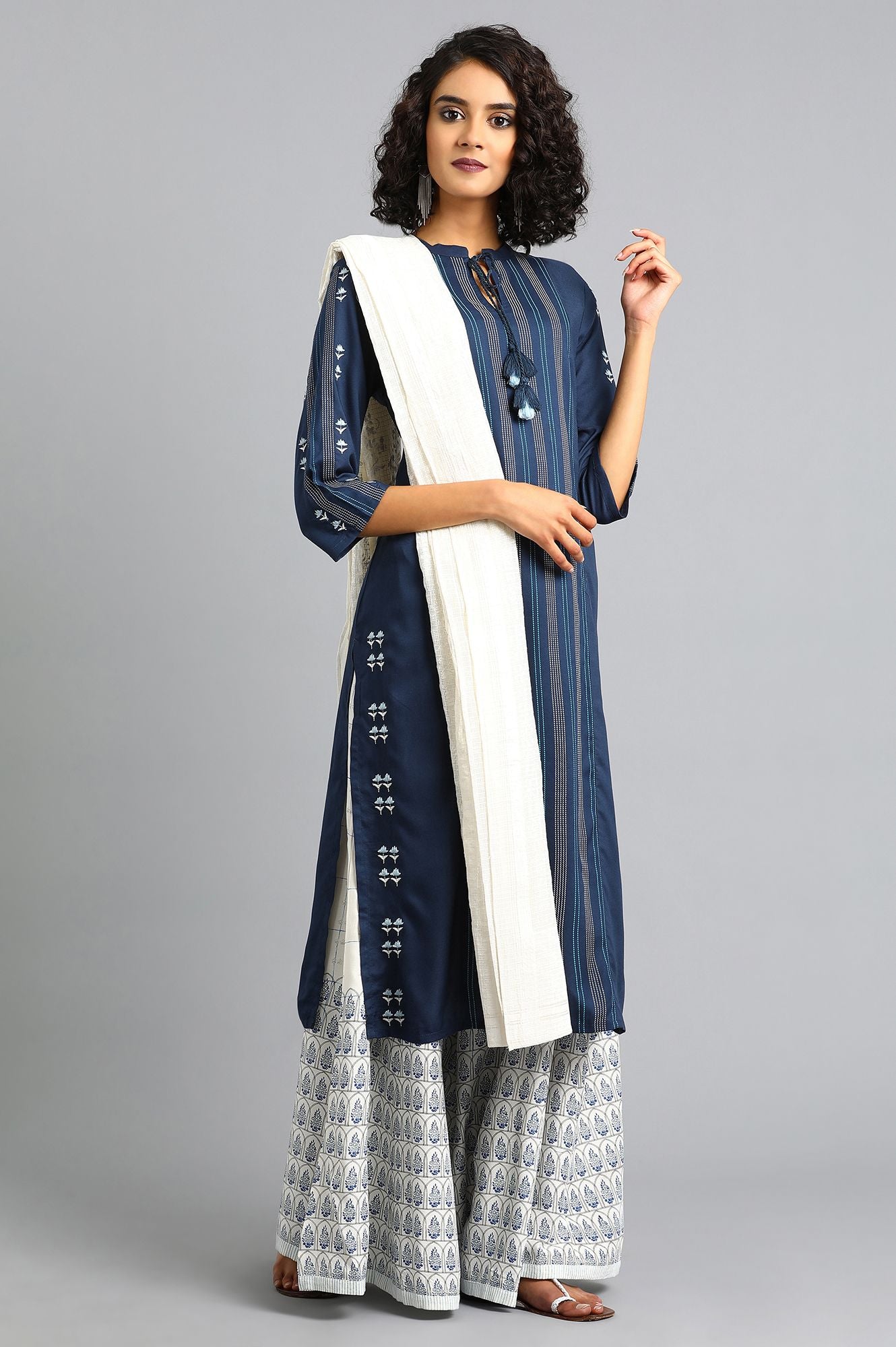 White Printed Dupatta