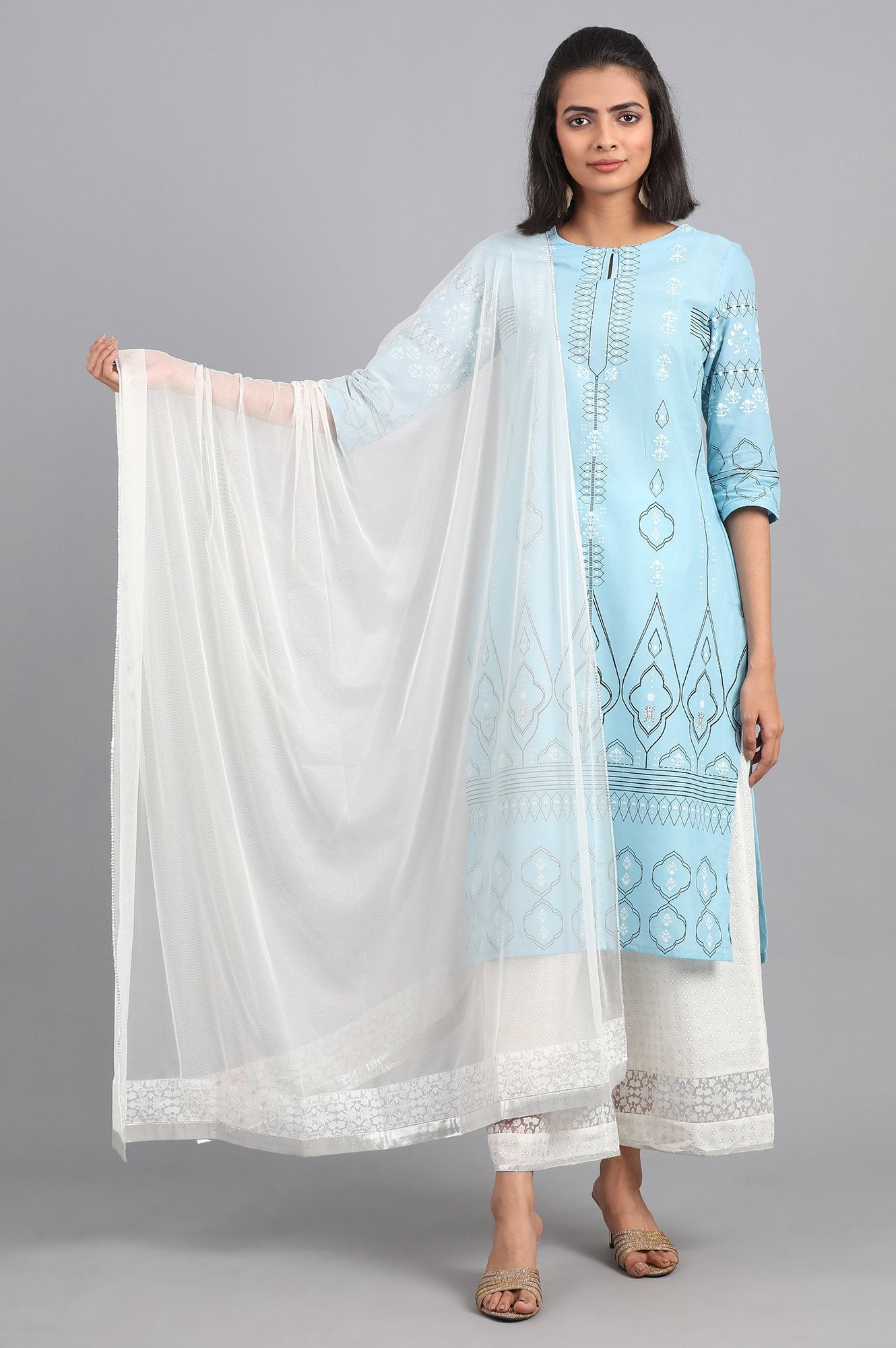 White Net Dupatta