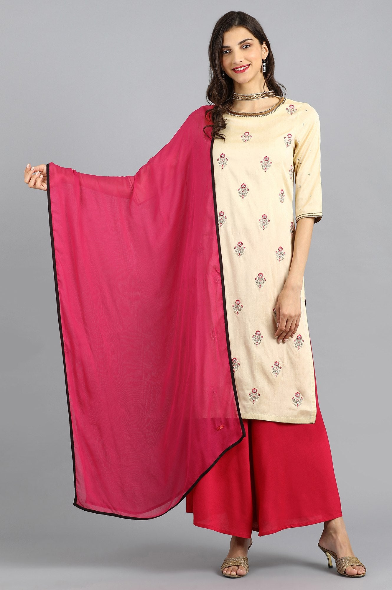 Pink Solid Dupatta