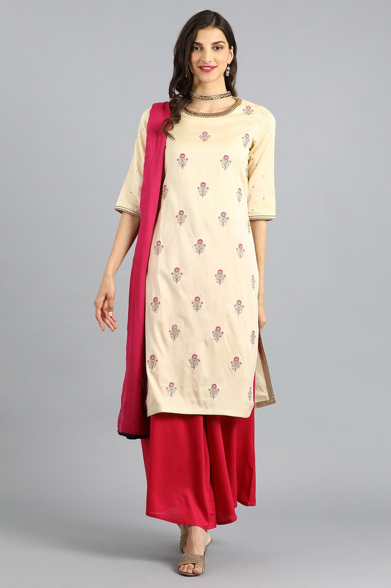 Pink Solid Dupatta