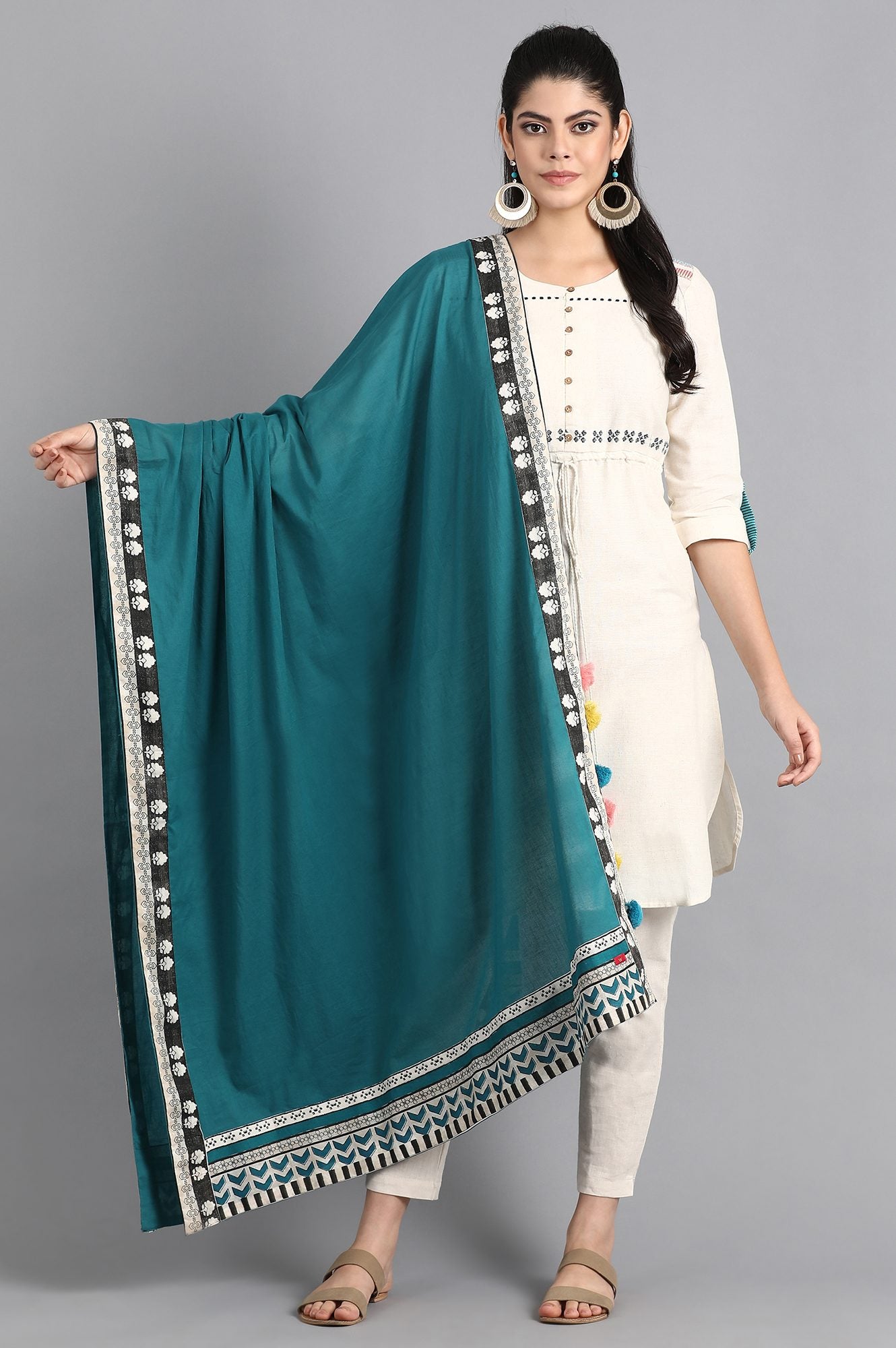 Blue Solid Dupatta