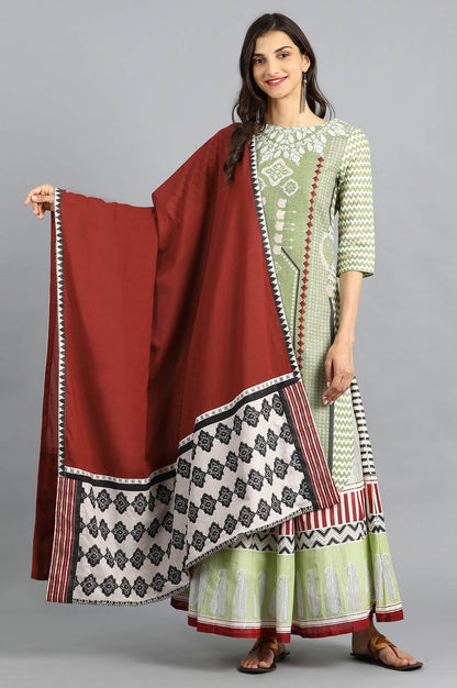 Red Printed Dupatta