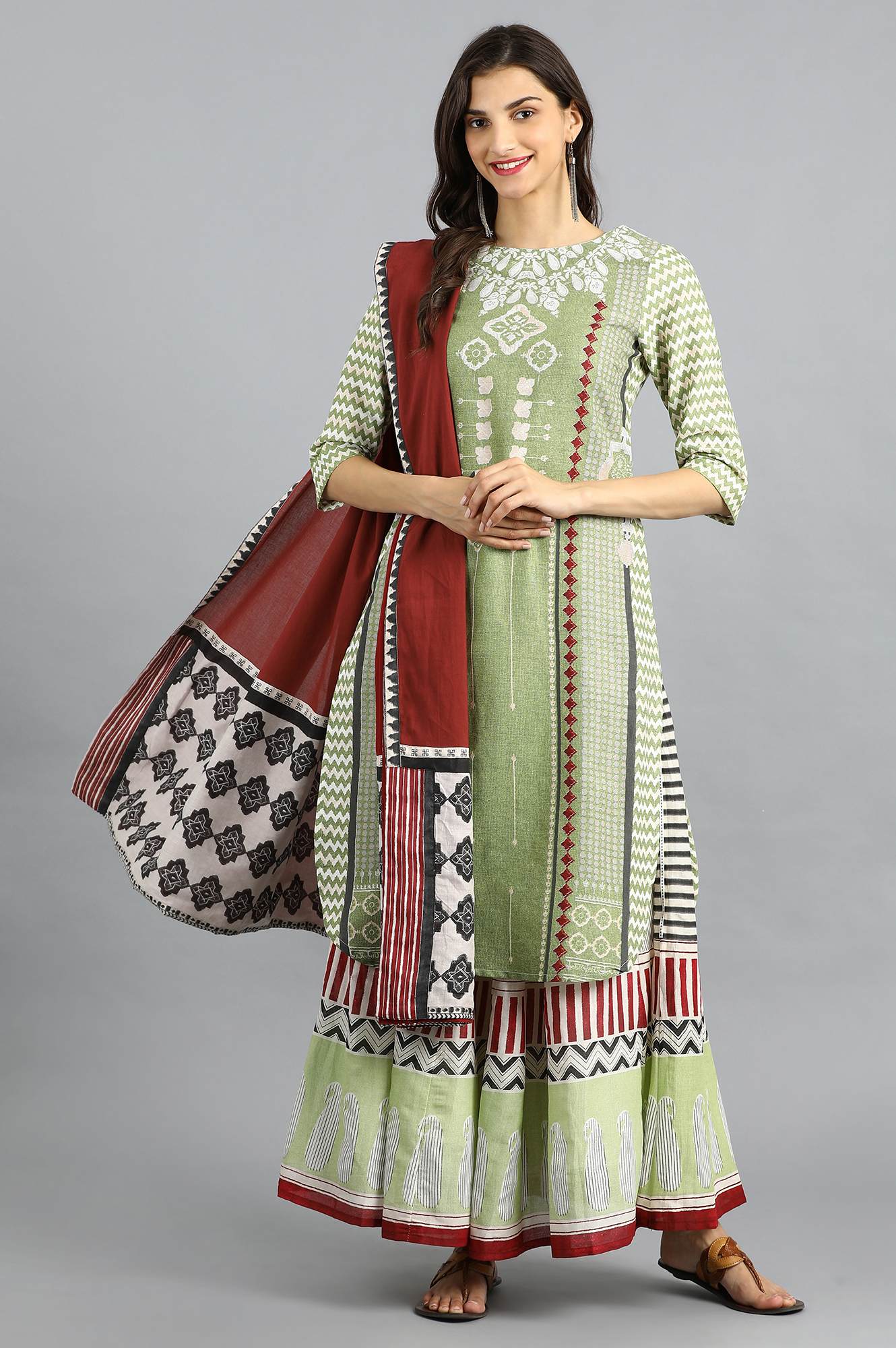 Red Printed Dupatta