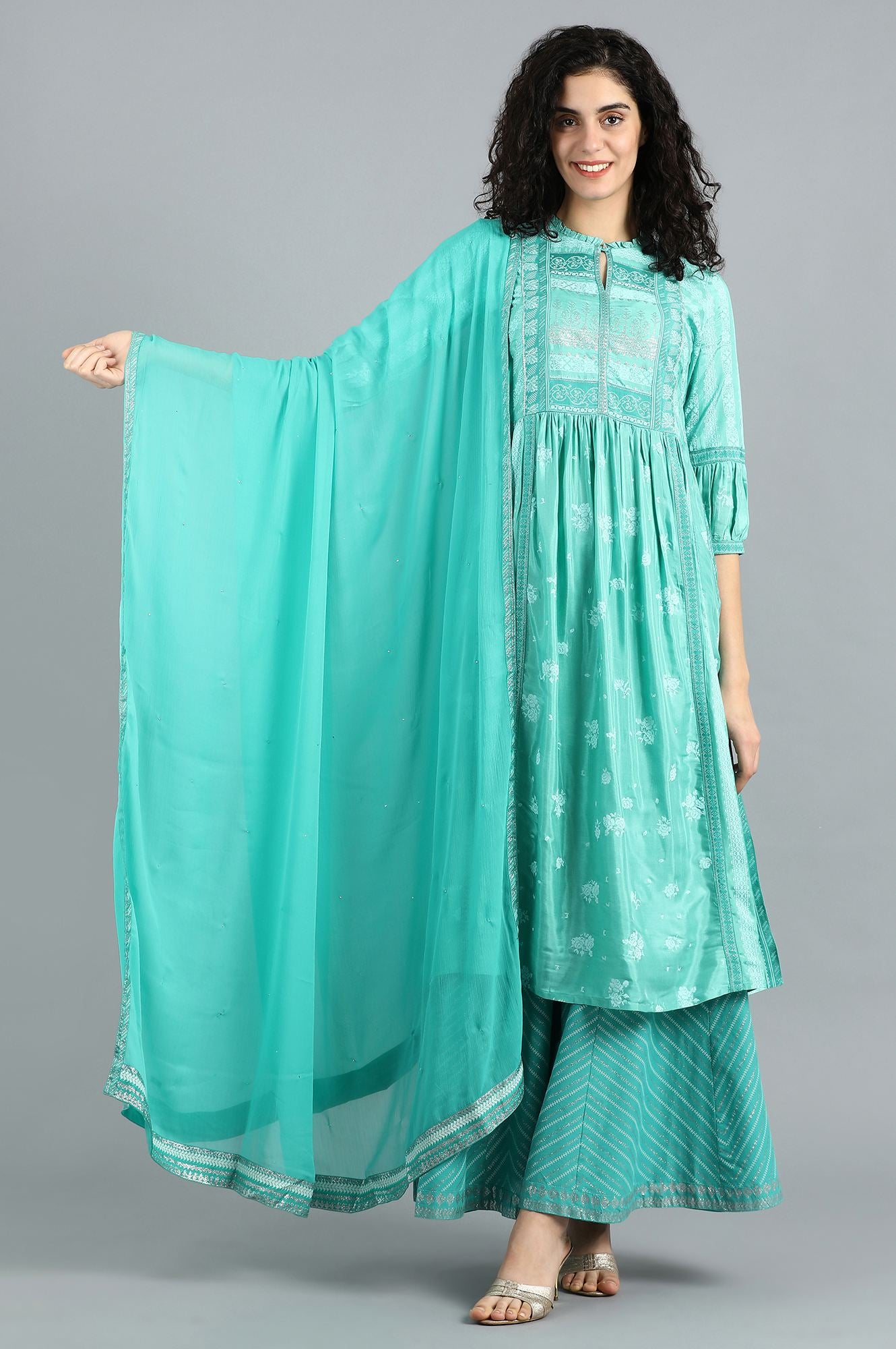 Teal Chiffon Dupatta