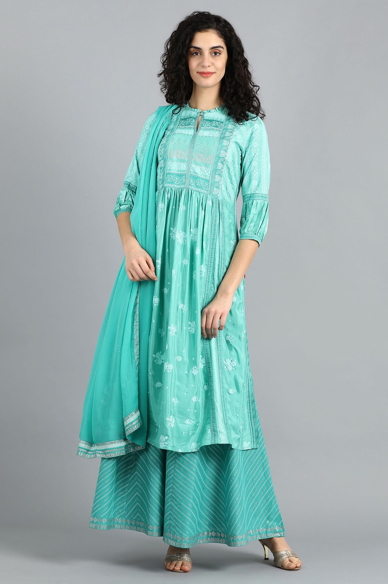 Teal Chiffon Dupatta