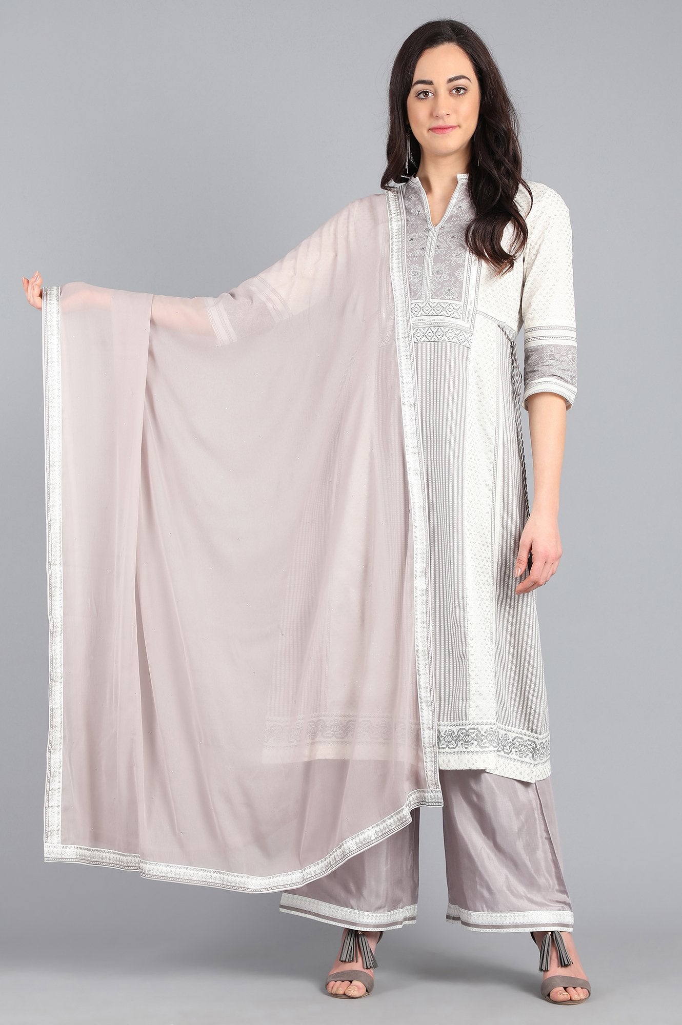 Grey Chiffon Dupatta