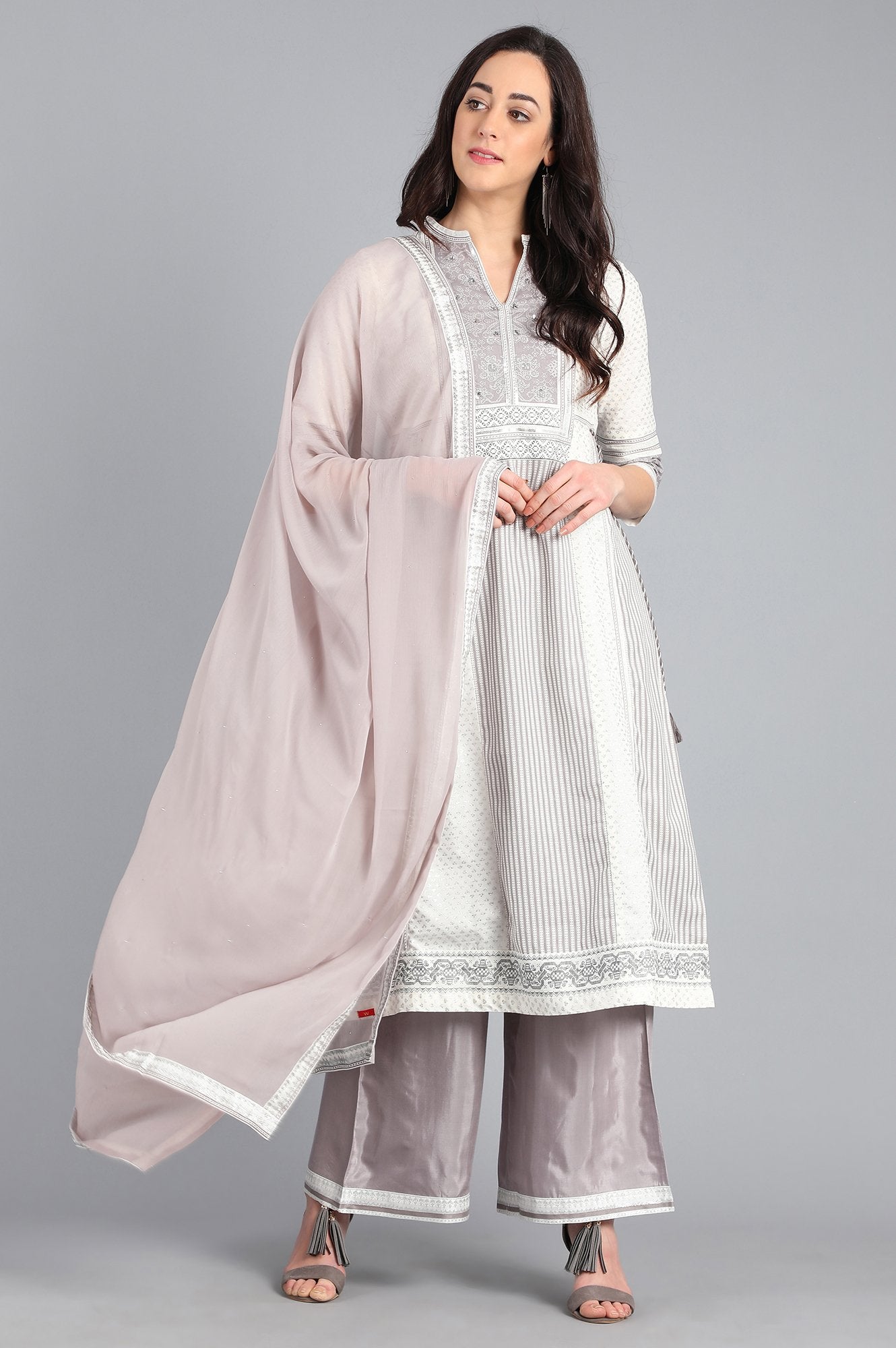 Grey Chiffon Dupatta