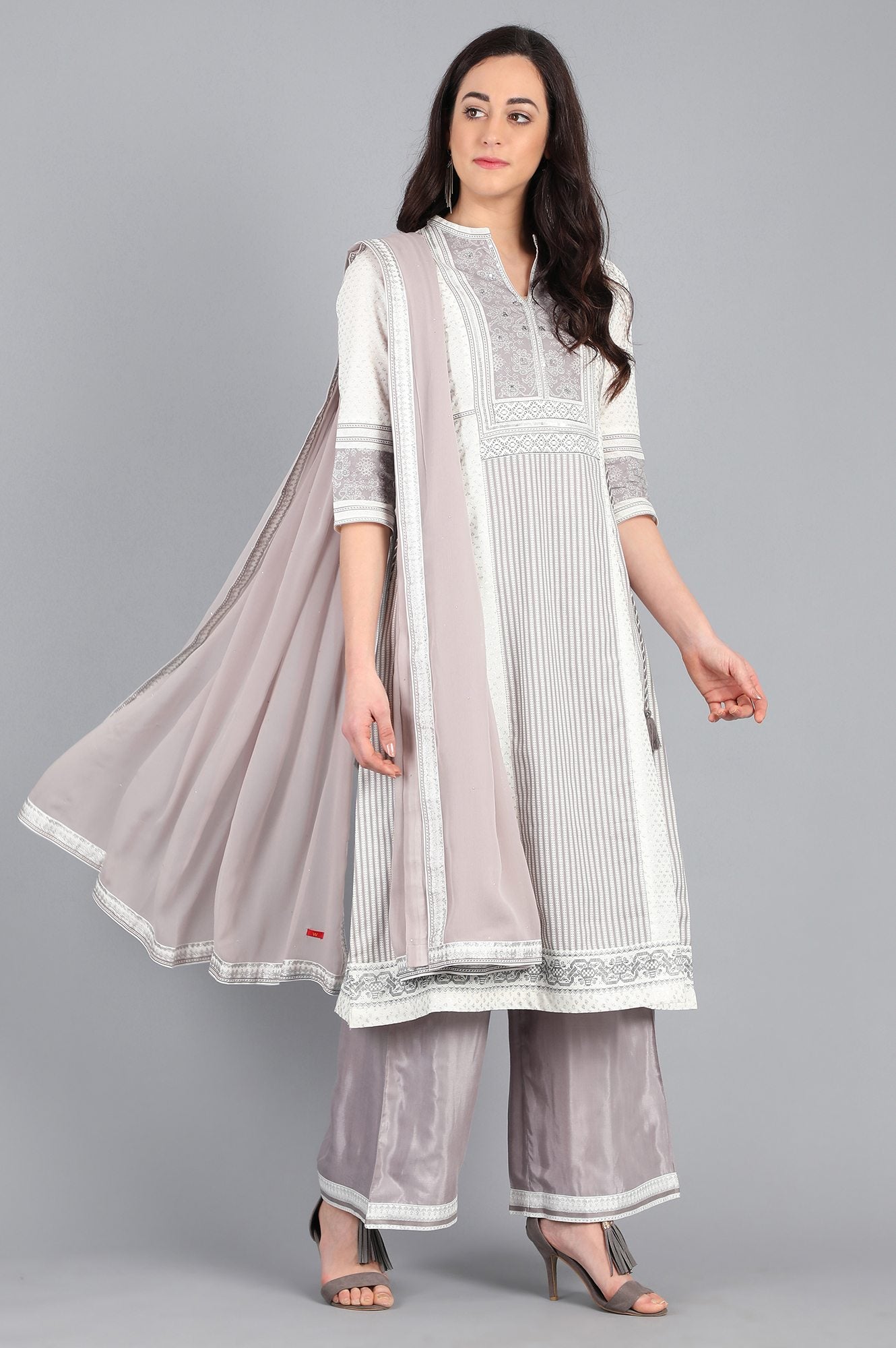 Grey Chiffon Dupatta