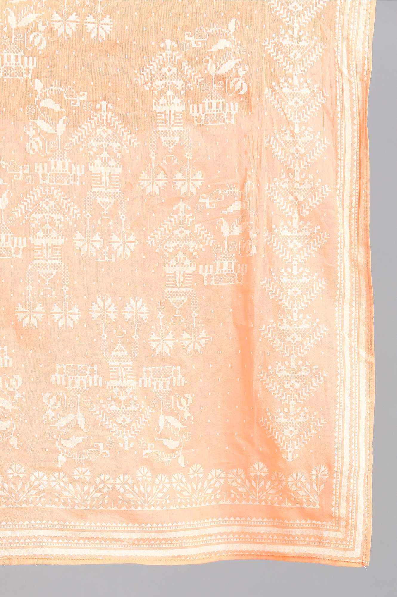 Orange Khadi Printed Dupatta