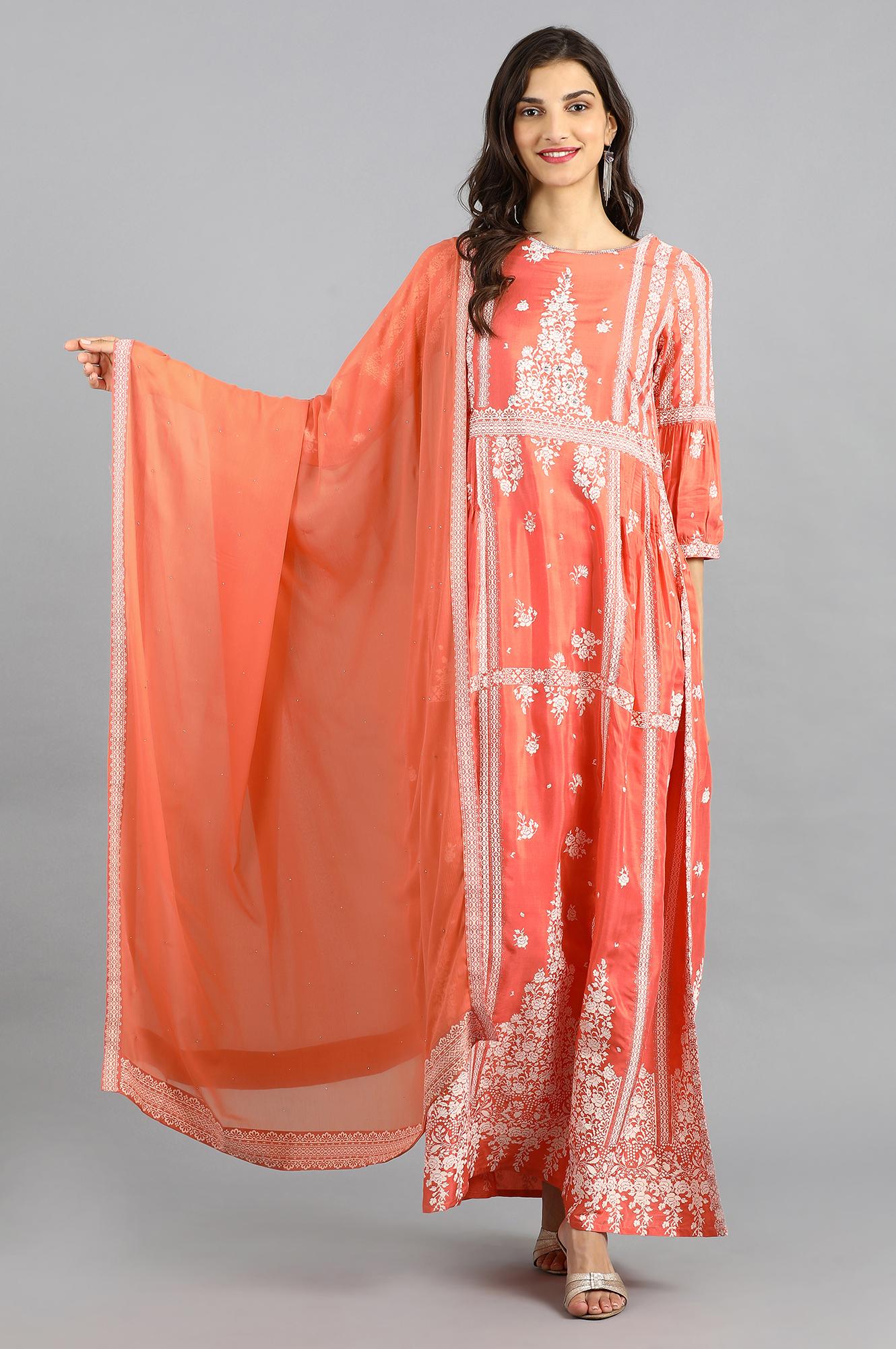 Peach Chiffon Dupatta