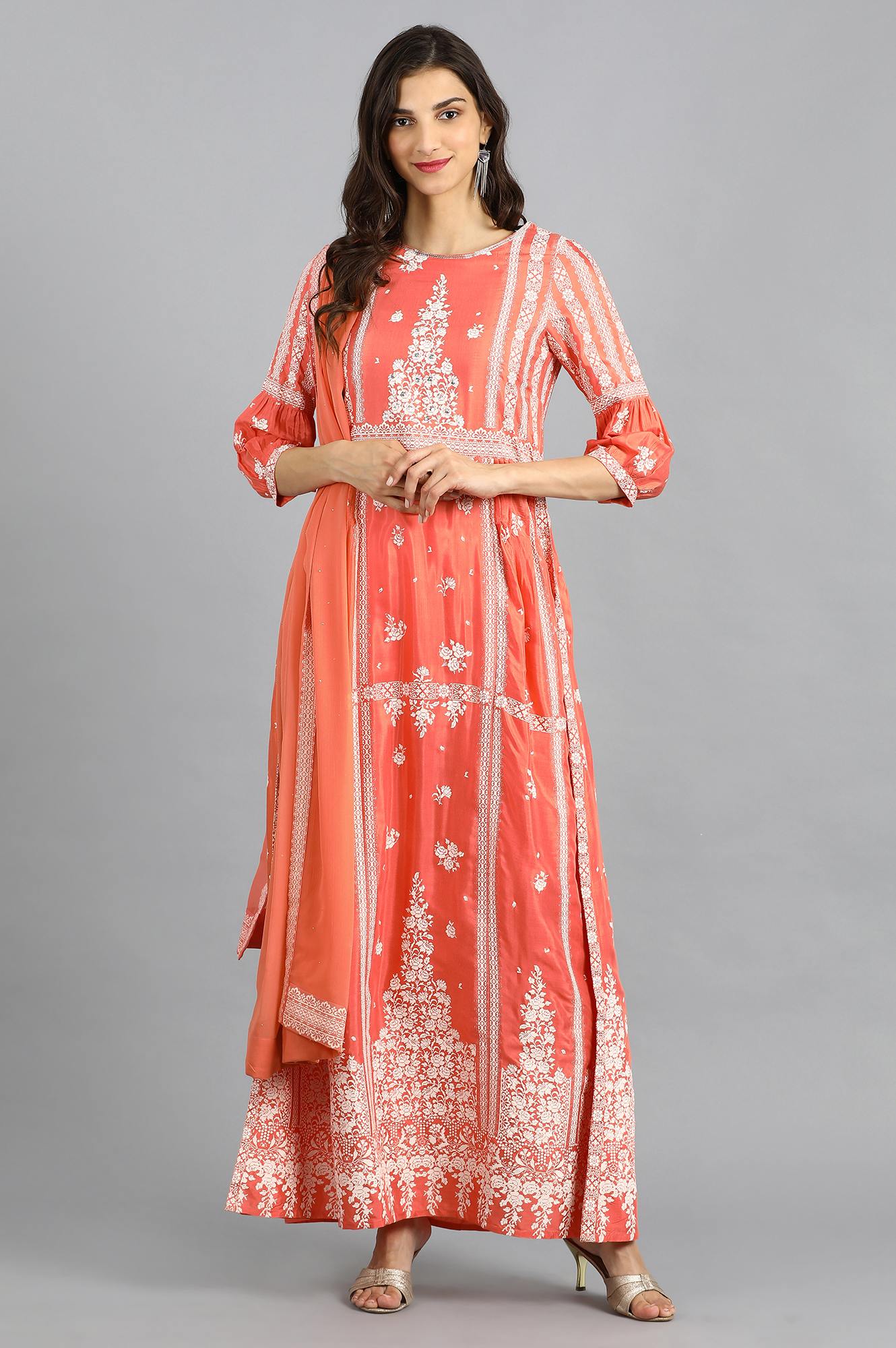 Peach Chiffon Dupatta