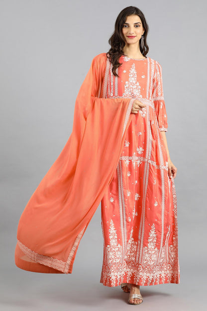 Peach Chiffon Dupatta