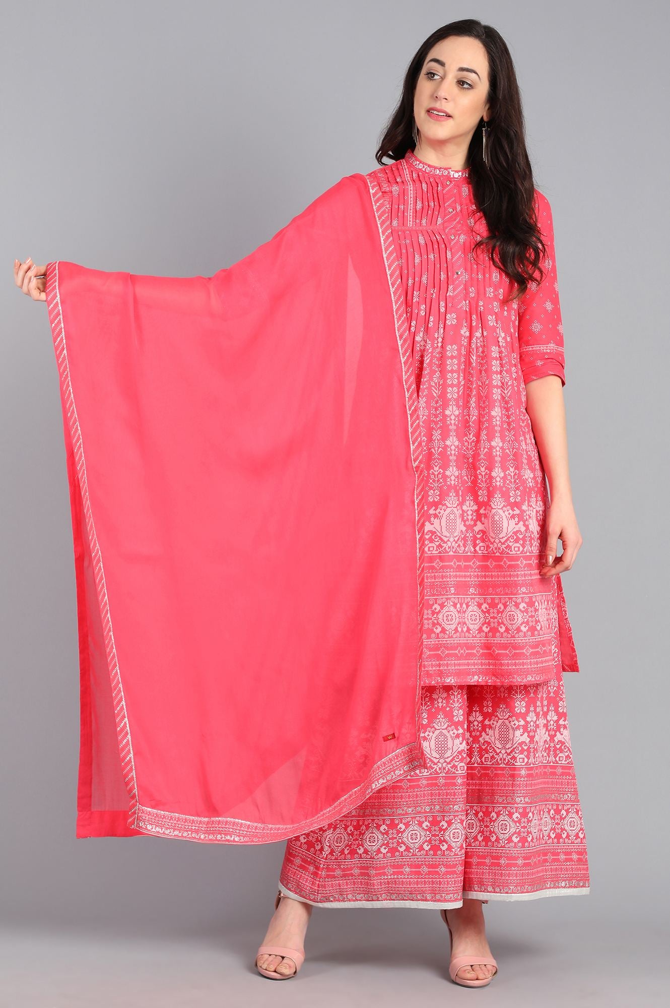 Pink Solid Dupatta