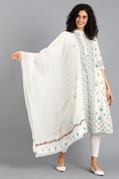 White Solid Dupatta