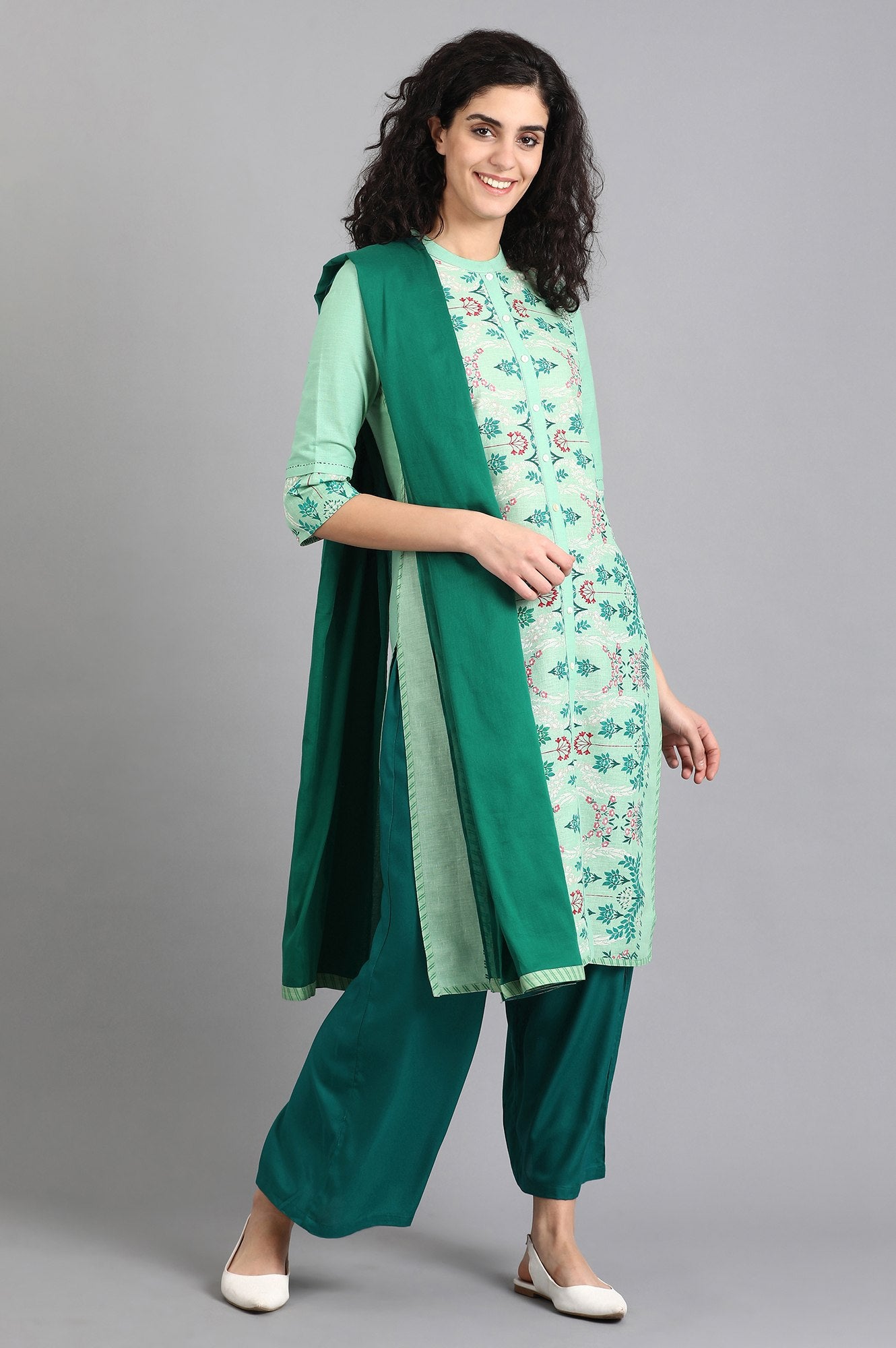 Green Solid Dupatta