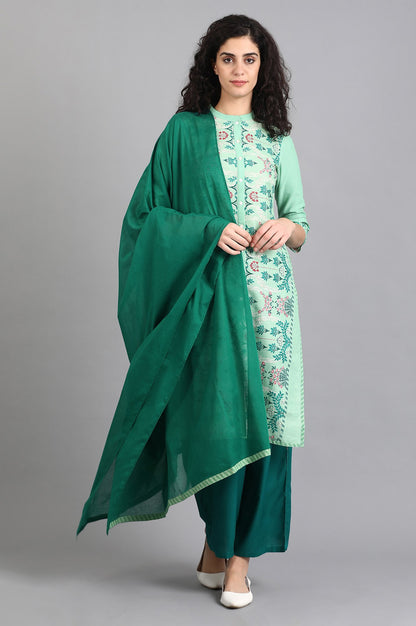 Green Solid Dupatta