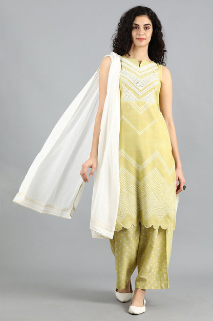 Ecru Embroidered Dupatta