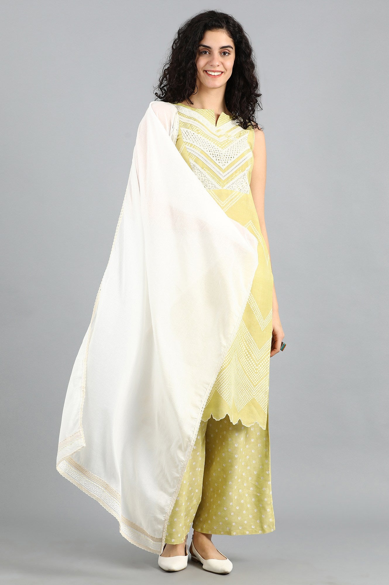 Ecru Embroidered Dupatta