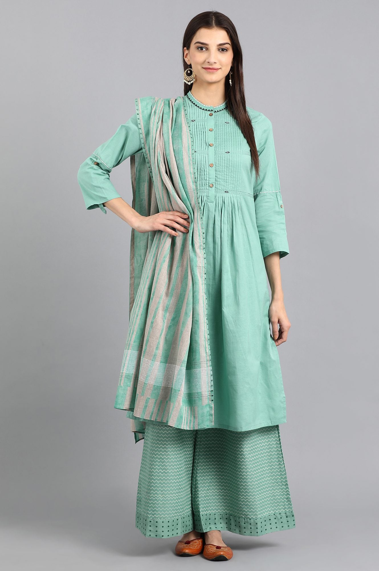 Green Printed Dupatta