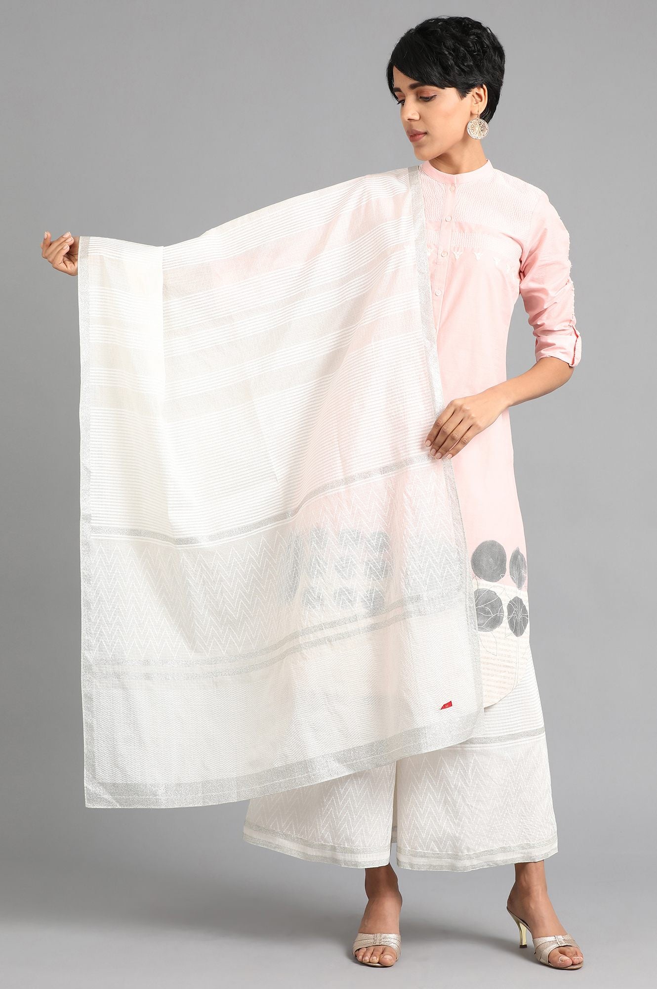 White Printed Dupatta