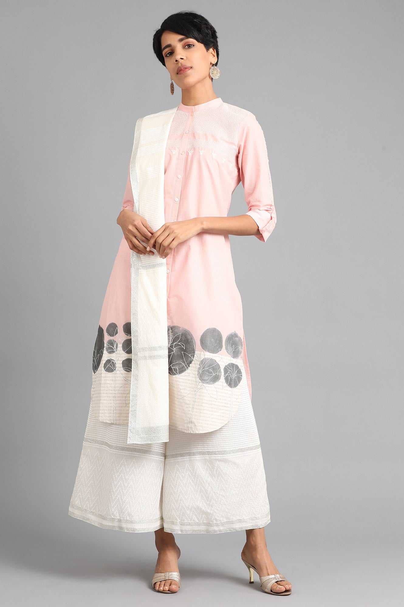 White Printed Dupatta