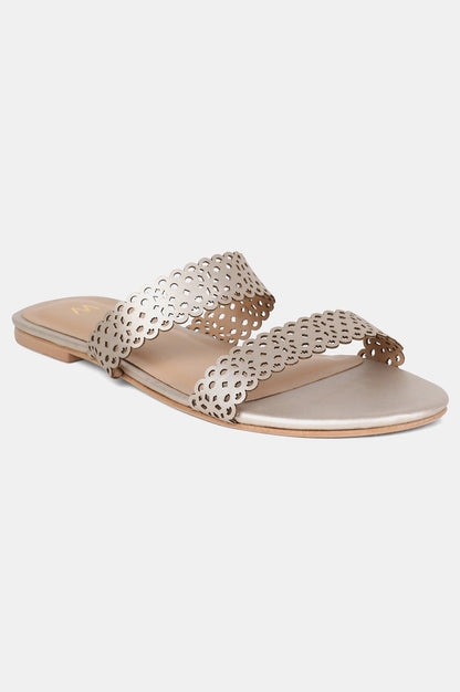 Metallic Almond Toe Laser Cut Flat - wforwoman