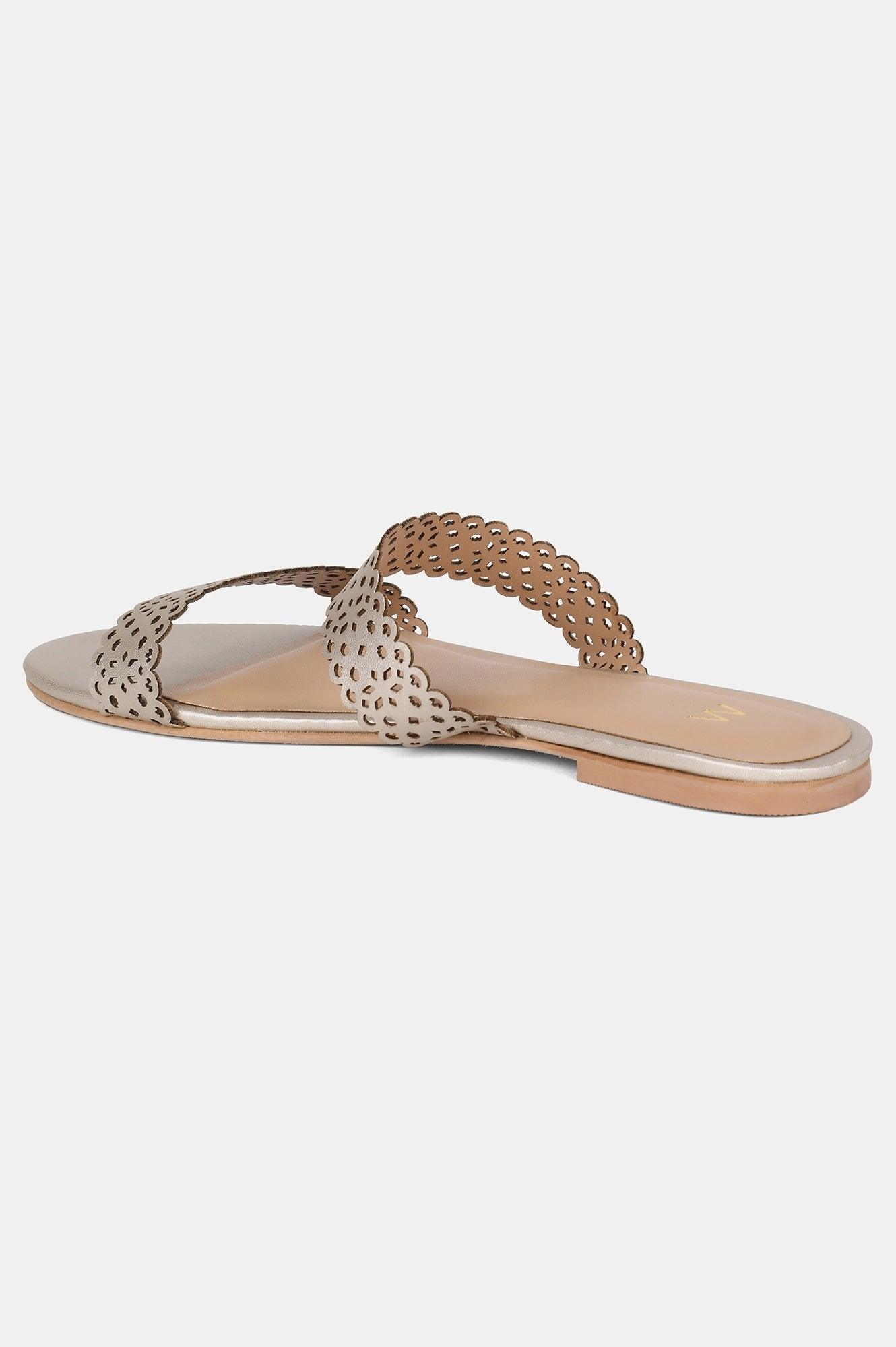 Metallic Almond Toe Laser Cut Flat - wforwoman