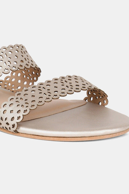 Metallic Almond Toe Laser Cut Flat - wforwoman