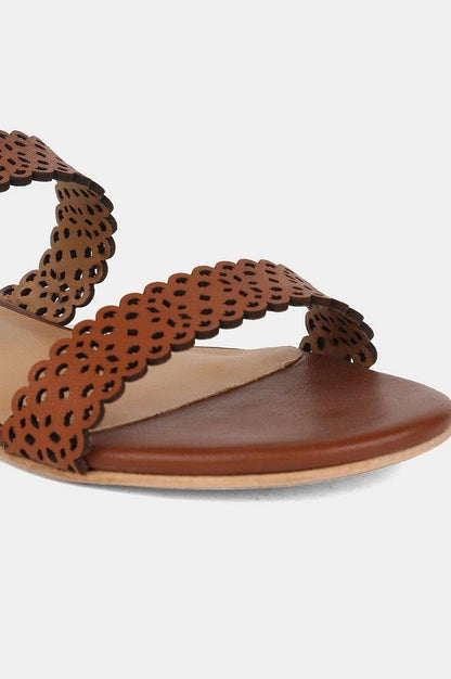 Brown Almond Toe Laser Cut Flat - wforwoman