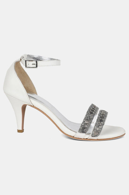 Silver Almond toe Embroidered Stiletto - wforwoman