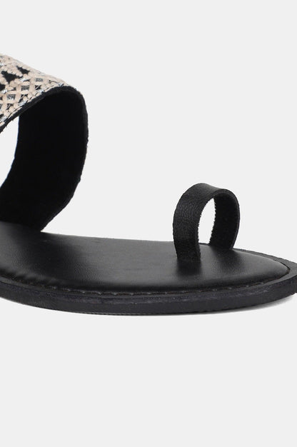 Black Almond Toe Embroidered Flat - wforwoman