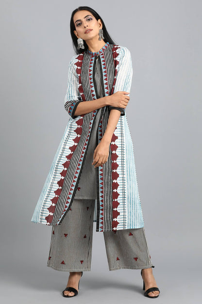 Blue Mandarin Neck Printed kurta Set