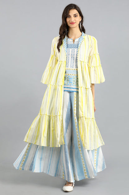 Yellow &amp; Blue Printed Summer Suit