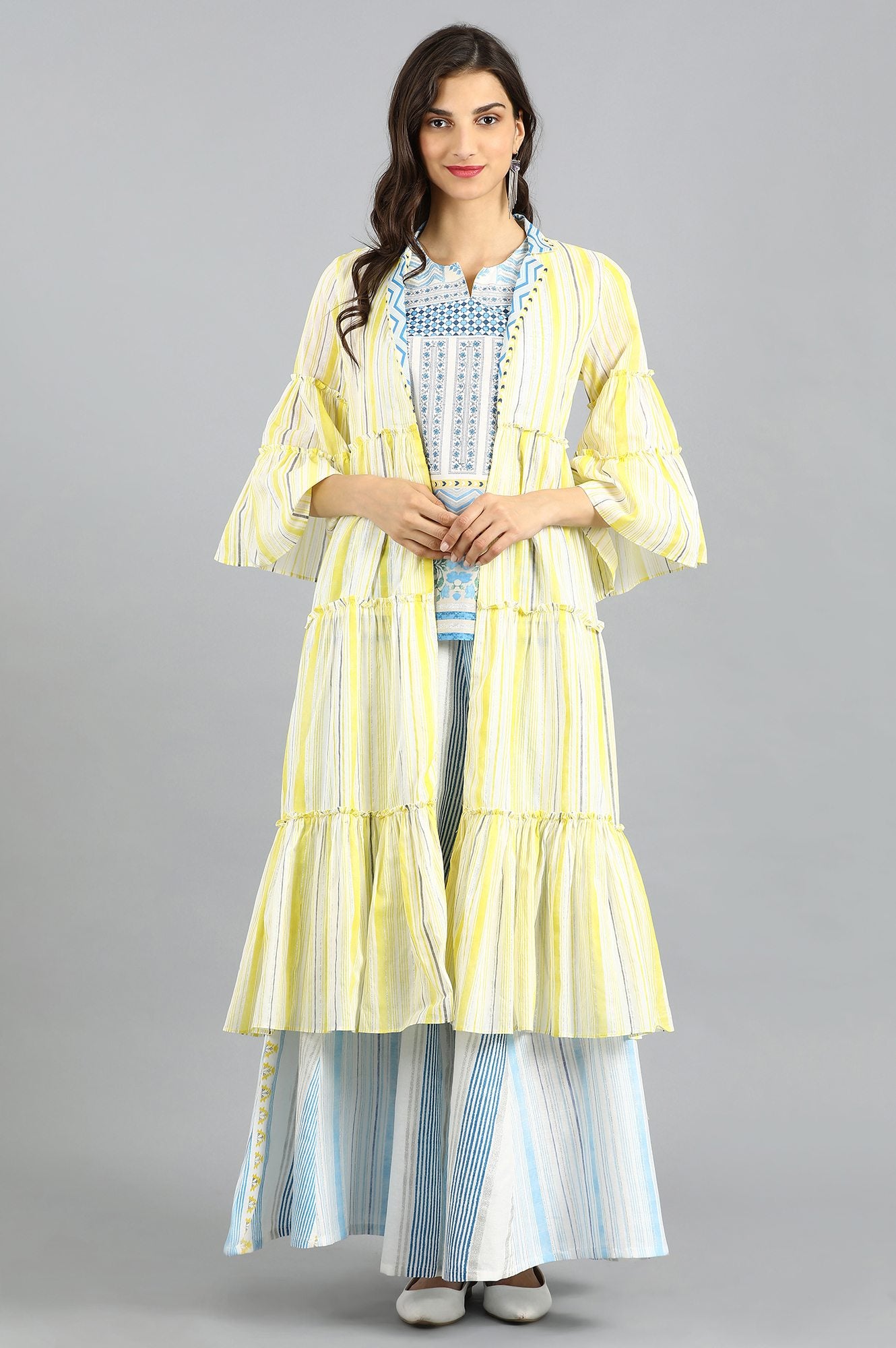 Yellow &amp; Blue Printed Summer Suit