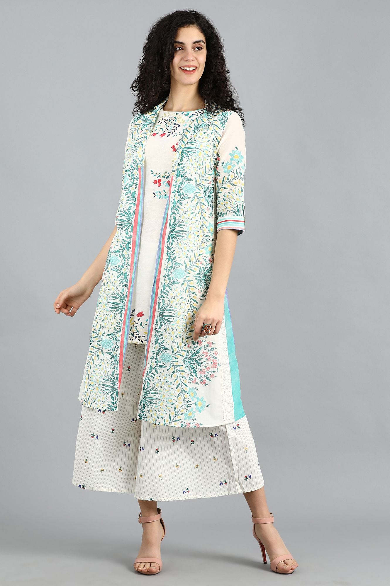 White Round Neck kurta Set