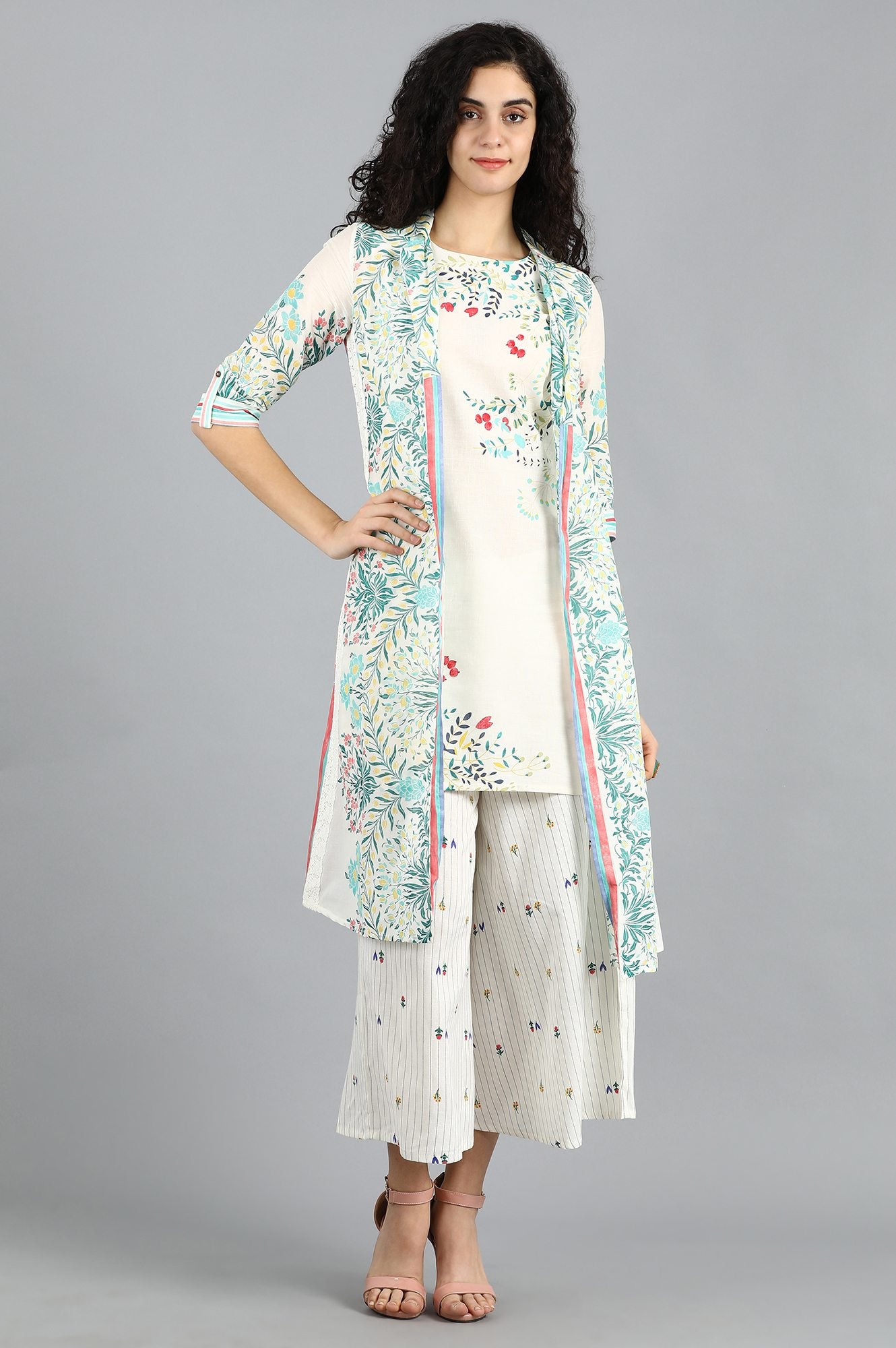 White Round Neck kurta Set