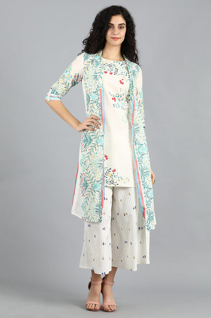 White Round Neck kurta Set