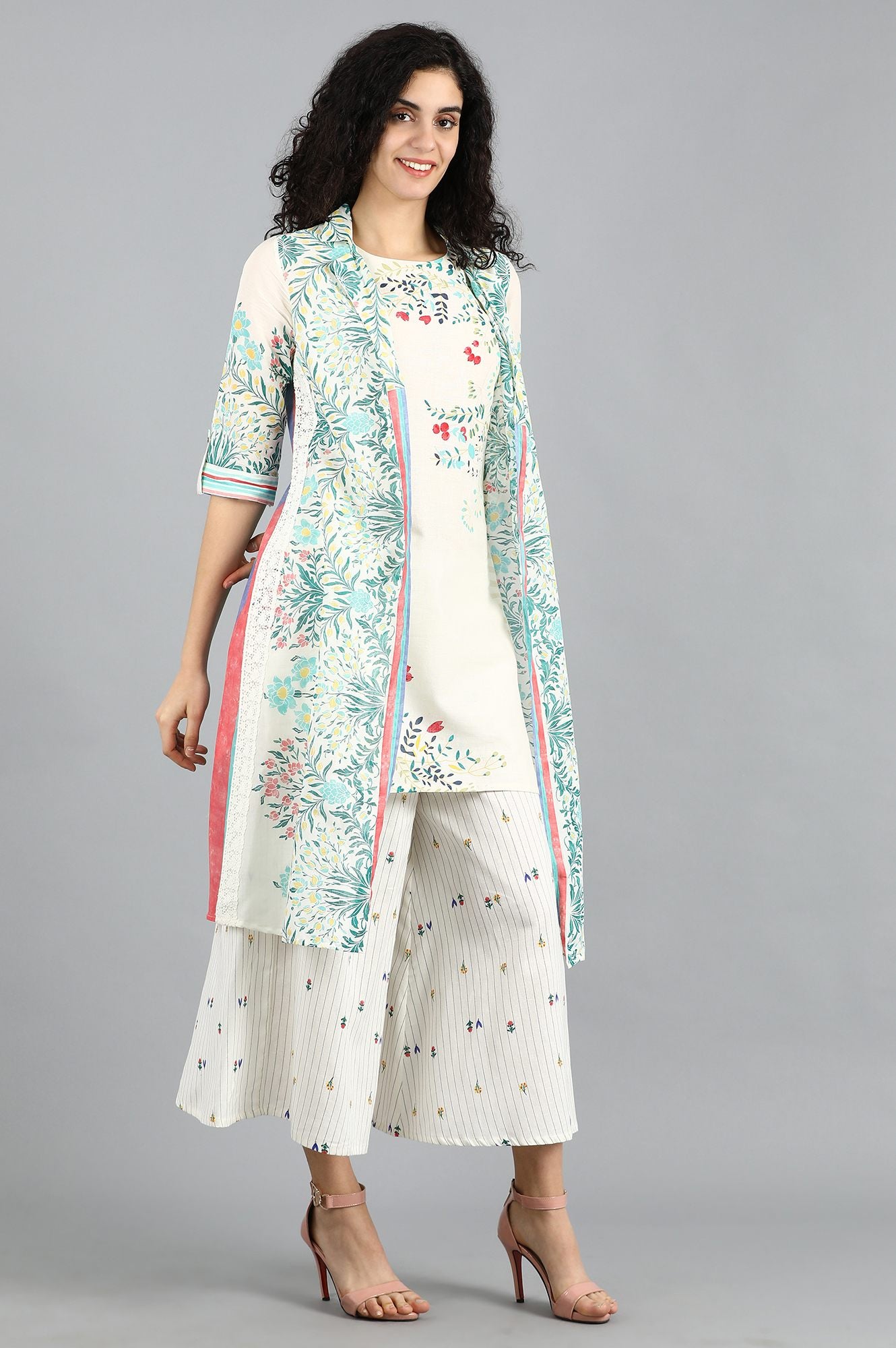 White Round Neck kurta Set