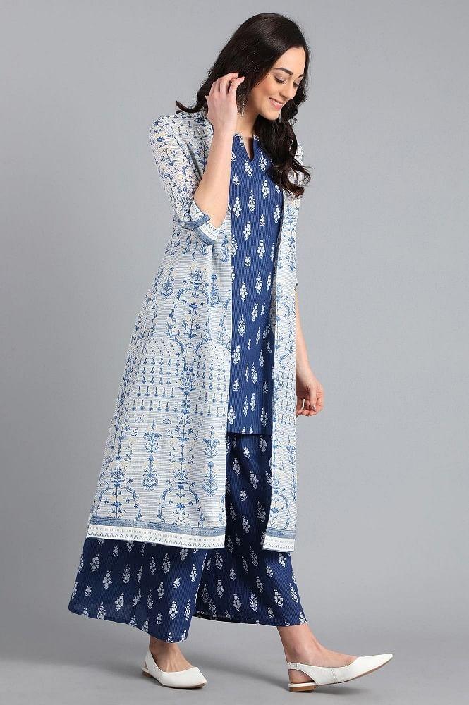 Blue &amp; White Printed Summer Suit - wforwoman