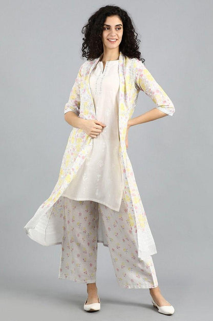 Beige Floral Print Summer Suit - wforwoman