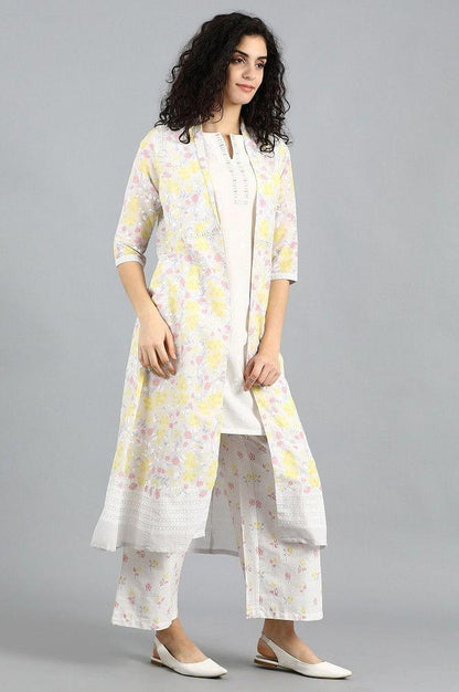 Beige Floral Print Summer Suit - wforwoman