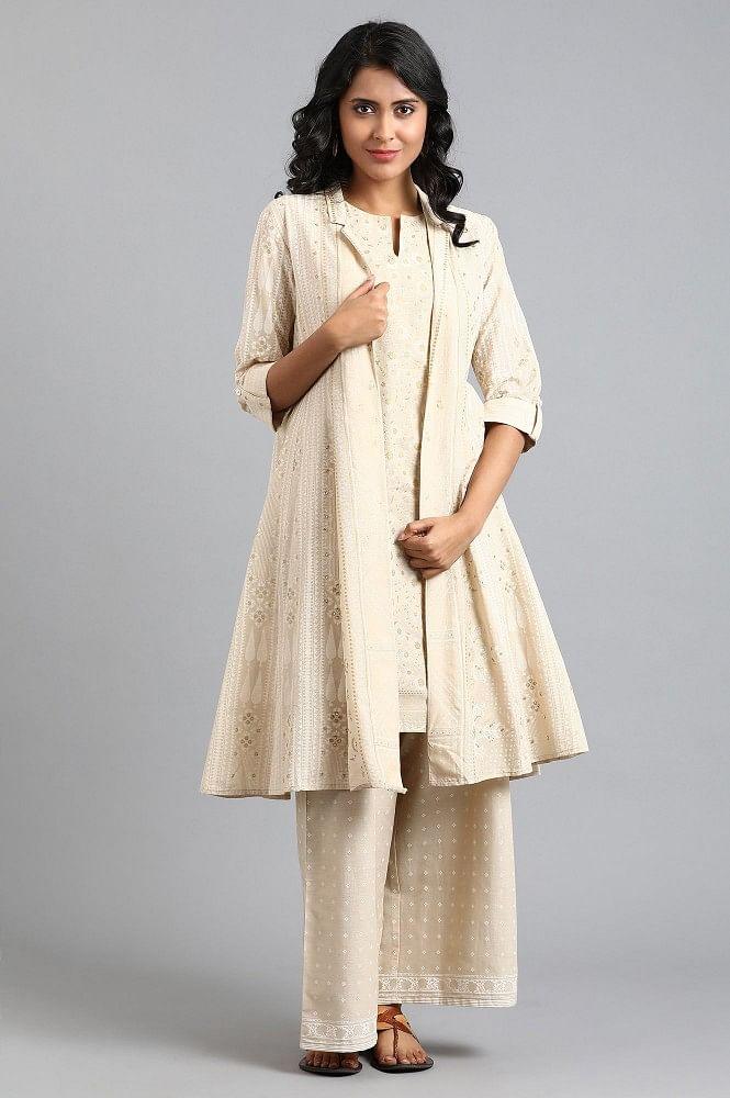 Beige Printed Summer Suit - wforwoman