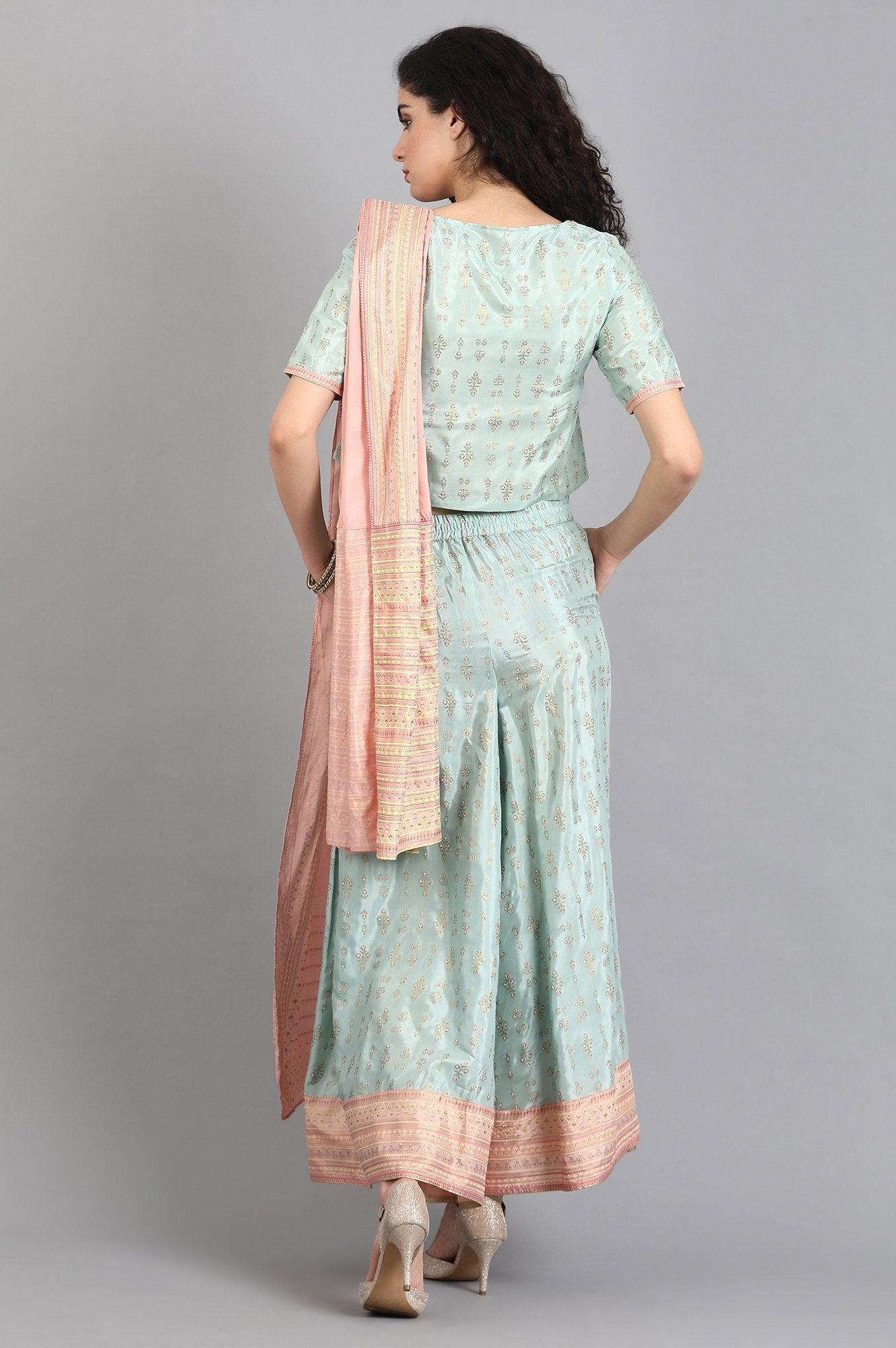 Blue Mandarin Neck Solid kurta - wforwoman