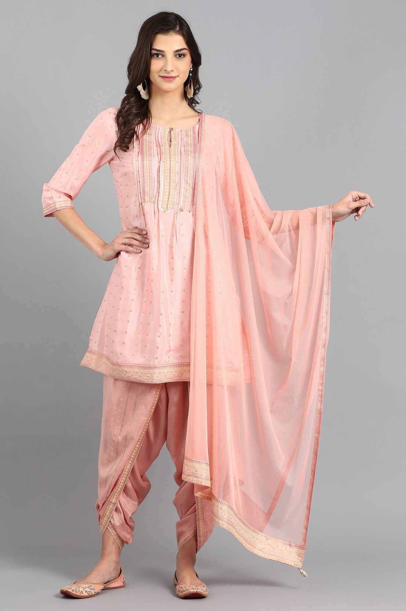 Pink Round Neck kurta Set