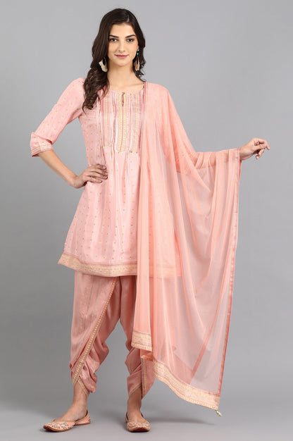 Pink Round Neck kurta Set