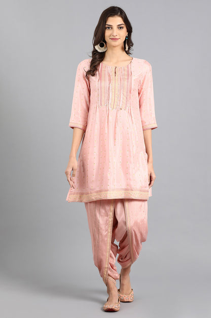 Pink Round Neck kurta Set