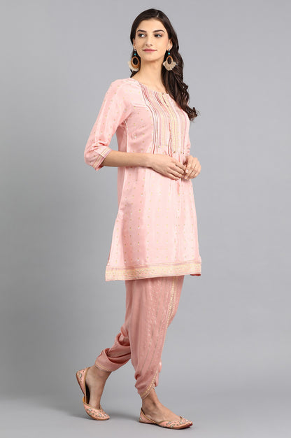 Pink Round Neck kurta Set