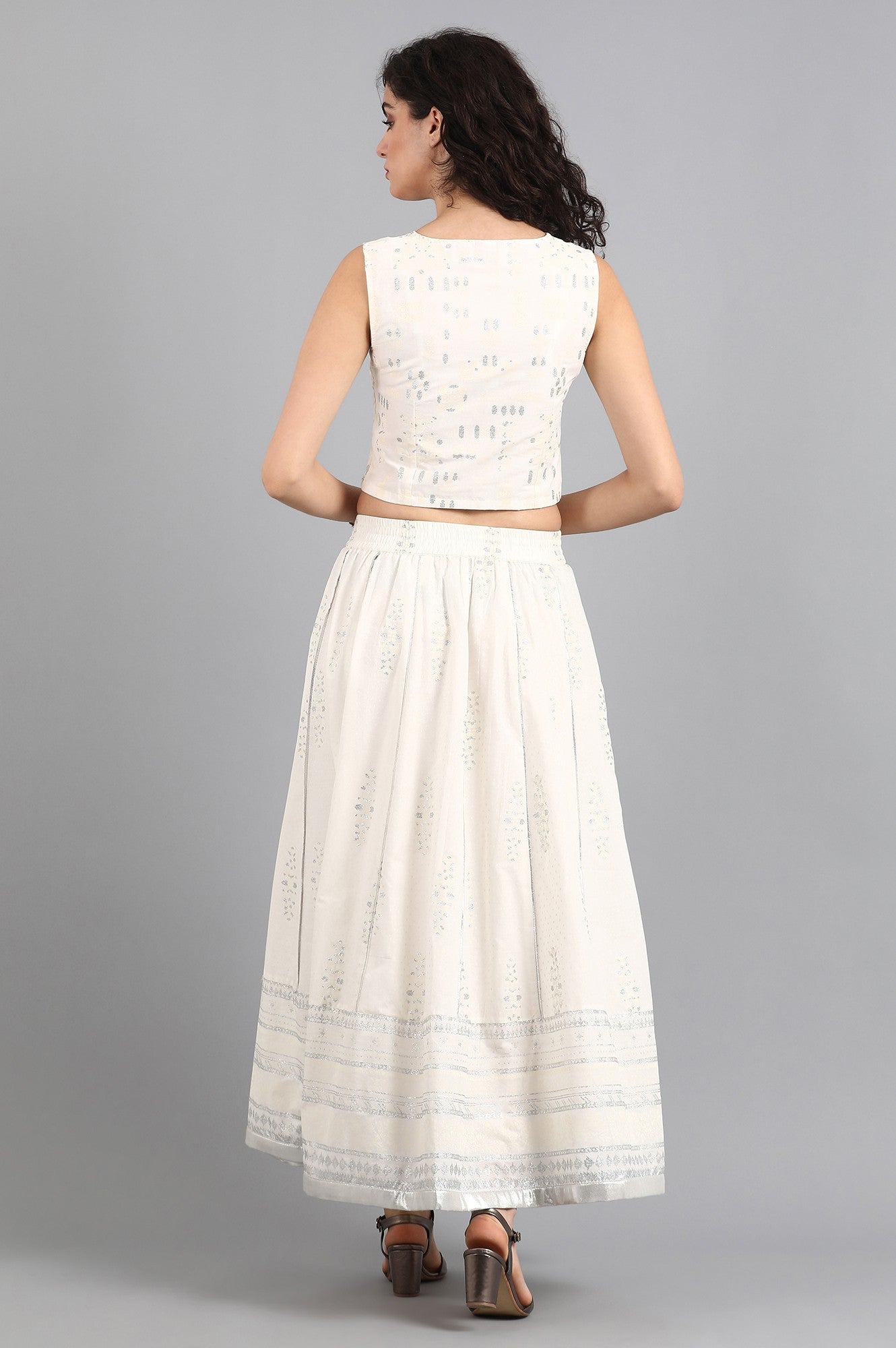 White Round Neck Ethnic Set