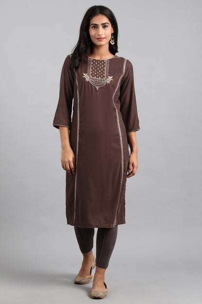 Grey Round Neck Velvet Winter kurta