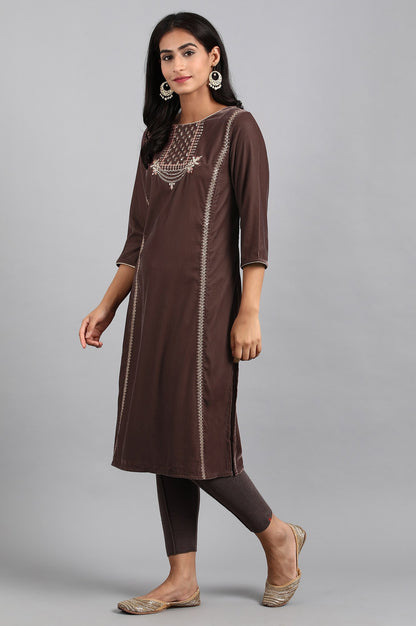 Grey Round Neck Velvet Winter kurta